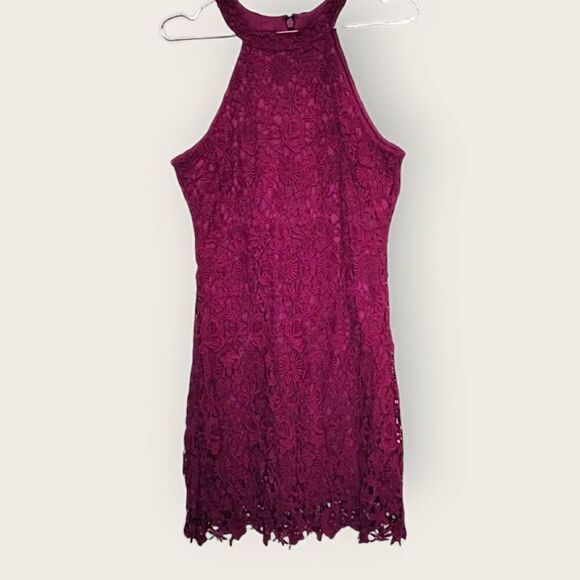 Lulus Womens Dress Sz Medium Love Poem Magenta Lace Mini‎ Wedding Formal Whimsy - Picture 1 of 12